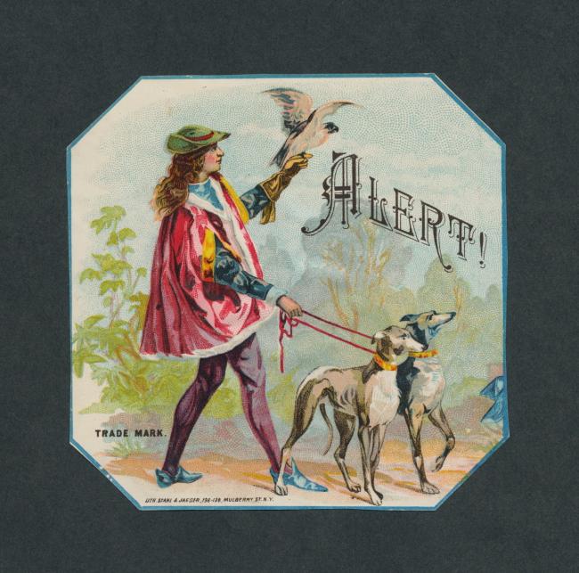 Vintage Hunting Dogs & Falconry on Original Antique Cigar Box Label Art